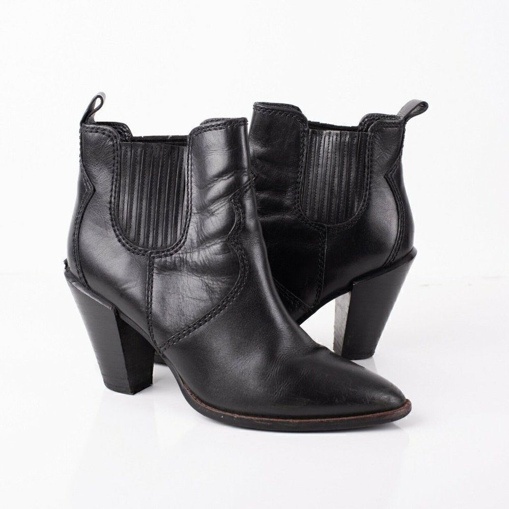 Coach Westyn Womens Black Leather Heeled Ankle Boots Booties Sz 9.5 Eu 39.5 - Picture 3 of 8